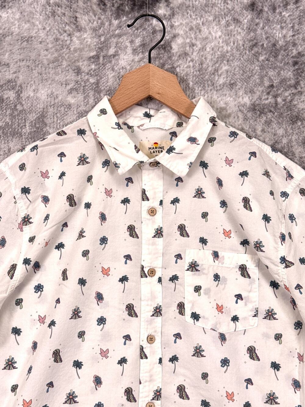 Marine Layer Psychedelic Mushroom Shirt Medium / Large Mens Short Sleeve